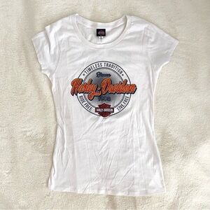 Harley-Davidson Rhinestone White Graphic Tee